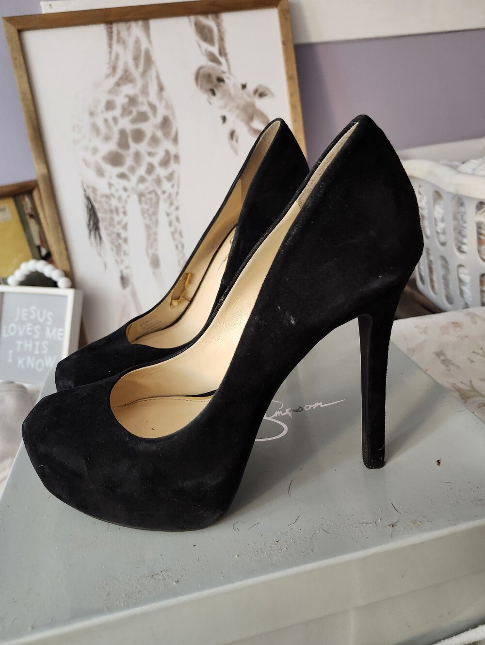 Classic Black Suede High Heel Pumps for Women